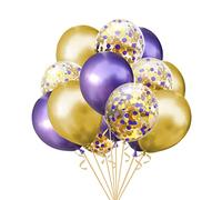 Purple Gold Balloons, Purple and Gold Metallic Chrome Confetti Latex Balloon for Party Decorations,12 Inch,Pack of 50.