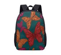 Purple Gold Butterfly 17 Inch Backpack Vintage Gothic Print School Bag for Teens Student Art Nouveau Graphic Bookbag (03)