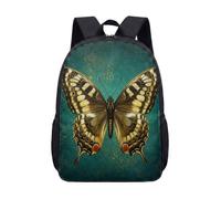 Purple Gold Butterfly 17 Inch Backpack Vintage Gothic Print School Bag for Teens Student Art Nouveau Graphic Bookbag (07)