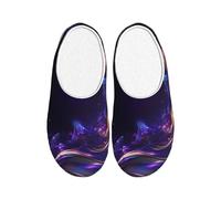 Purple Gold Butterfly Women's Slippers Flannel House Slippers for Men Fantasy Non-Slip Warm Winter Shoes for Indoor Outdoor UK 11-12