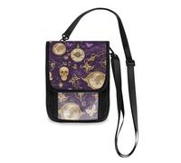 Purple Gold compasses Skull Butterfly Travel Wallet Passport Holder Passport Wallet Slim Lightweight Crossbody Bag with Adjustable Strap