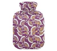 Purple Gold Japanese Folding Fan Cute hot Water Bottle with Soft Cover, 2L hot compresses for The Body for Menstrual Cramps, Arthritis, bolsas para agua Caliente