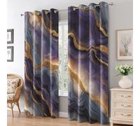 Purple Gold Marble Curtains 84 Drop & Home Decor, Abstract Marble Blackout Curtains for Living Room Bedroom Accessories, Eyelet Thermal Drapes 52 x 84 Inch 2 Panels G&-3
