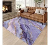 Purple Gold Marble Door Mat Indoor, Washable Modern Abstract Texture Rug 60x90 cm, Non Slip Low Pile Area Rugs for Entrance, Kitchen, Bedroom, Home Decor QAZ67