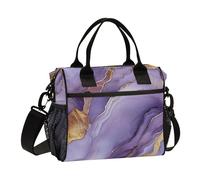Purple-Gold Marble Eco-Friendly Personalized Lunch Bags with Shoulder Strap Lunch Boxes for School for University loncheras de Mujer para Trabajo