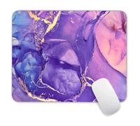 Purple Gold Marble Mouse Pad, Gaming Mouse Mat with Design, Square Waterproof Mouse Pad Non-Slip Rubber Base MousePads for Office Home Laptop Travel, 9.4"x7.9"