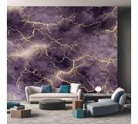 Purple Gold Marble Wallpaper for Living Room, Modern Abstract Art Wall Mural for Bedroom 200x140 cm, Non-Woven Photo Wallpaper, Home Decor D&O13