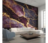 Purple Gold Marble Wallpaper for Living Room, Modern Abstract Texture Wall Mural, Non-Woven Photo Wallpaper for Bedroom, Home Decor Wall Paper 400 x 280 cm (W x H) Y&W26