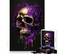 Purple Gold Skull 1000 Piece Jigsaw Puzzles for Adults Jigsaw Smart Game Together Fun Image Assembly Seasonal Gift (38x52cm)