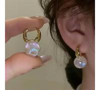 Purple Golden Foil Crystal Ball Earrings For Women Fashionable Personalized Daily Accessory Party Jewelry Birthday