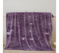 Purple Gothic Rose Spider Web Heart Printed Blanket, Soft Cozy Flannel Throw, Ideal for Halloween and Home Decor (01,100x150cm)