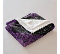Purple Gothic Rose Spider Web Heart Printed Blanket, Soft Cozy Flannel Throw, Ideal for Halloween and Home Decor (03,180x200cm)