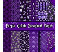 Purple Gothic Scrapbook Paper: Decorative Paper Pad | 8.5" x 8.5" Book with 12 Double Sided Designs Spread Across 48 Pages | Great for Scrapbooking, Junk Journaling, Origami, Papercrafts & More