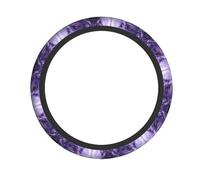 Purple Gradient Texture Printed Steering Wheel Cover Elastic Stretch Car Wheel Wrap Breathable Non-Slip Steering Wheel Protector for Car Truck SUV