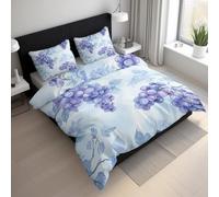 Purple Grape King Size Duvet Cover Set, Watercolor Vineyard Fruit Bedding Set, Microfiber Soft Reversible Quilt Cover 230x220 + 2 Pillowcase, Zipper Closure, Bedroom Decor BhT45