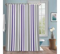 Purple Gray Shower Curtain with 12 Hooks Stripe Minimalist Vertical Stripes Modern Art Waterproof Fabric Shower Curtains Sets for Bathroom Bath Decorations, Machine Washable, 54"x78"