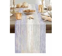Purple Gray Table Runner 70 Inches Long, White Gradient Rustic Striped Minimalist Country Washable Table Runners Heat-Insulation Kitchen Dining Table Decorations for Home Party Decor, 13"x70"