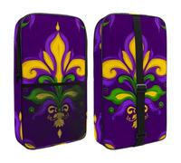 Purple Green and Yellow Fleur de LYS Floral Pickleball Bag, Pickle Ball Paddle Bag with Adjustable Shoulder Strap for Women and Men