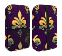 Purple Green and Yellow Fleur de LYS Flower Pickleball Bag, Pickle Ball Paddle Bag with Adjustable Shoulder Strap for Women and Men
