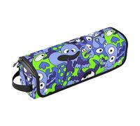 Purple Green Doodle Monsters Aliens 2-in-1 Curling Iron Travel Case with Iron Mat Curling Iron Travel Holder Storage Bag for Flat Irons, Straighteners, Curling Irons Hair Accessories Organizer