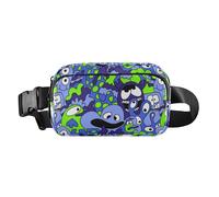 Purple Green Doodle Monsters Aliens Trendy Fanny Pack Waist Bag for Women Men Teenagers Small Belt Bag Travel Wallet with Adjustable Strap for Shopping Sports Work, Doodle Monsters Aliens, One Size