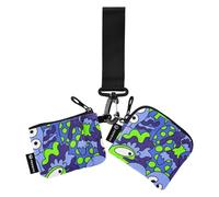 Purple Green Doodle Monsters Aliens Women's Coin Purses Card Cases Slim Portable Business Card Case Money Organizer with Keychain for Women Men 2 Packs, Doodle Monsters Aliens, One Size