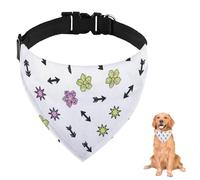 Purple Green Flower Arrow Dog Bandana With Adjustable Strap D Ring Dog Scarf Pet Bibs Triangle Cat Scarves Pet Accessories for Dogs Puppy Dogs Cats Decor Machine Washable
