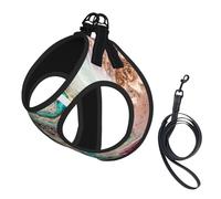 Purple Green Golden Marble Surface Design,Pet Harness,Adjustable Reflective Dog Harness,Pet Leash Vest,M