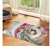 Purple Green Golden Marble Surface Design,Waterproof Pet Feeding Mat,PU Leather Placemats for Cat Dog Water Bowl,Food Mats,30x45cm