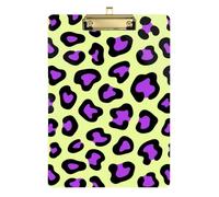 Purple Green Leopard Print Acrylic Folder with clipboard Standard Letter A4 Size Plastic for Nursing Student Trade Quest Gold 12x9in Tablas para escribir