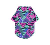 Purple Green Leopard Triangle Irregular Summer Dog Polo Shirt Button Up Lightweight and Breathable Pet Summer T-Shirts Doggy Sweatshirt Puppy Kitten Perfect for Everyday Wear, and Photoshoots