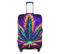 Purple Green Maple Leaf Elastic Travel Luggage Cover Suitcase Protector, Print Suitcase Baggage Cover Anti-Scratch