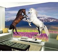 Purple Green Plant Animal Horse Modern 3D Wallpaper Premium Textured Silk Neutral Tones Material Ideal for Living Room Bedroom-250cm×170cm