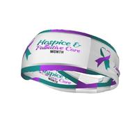 Purple Green Ribbon Hospice And Palliative Care Awareness Headbands Sports Sweatband Athletic Exercise Bands Turban Hair Head For Men Women Yoga Fitness