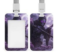Purple Grim Reaper Mom Funny ID Badge Holder with Lanyard Name Card Holders for Work Nurse Teacher