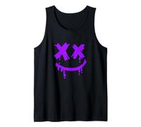 Purple Grunge Face Smile Purple Graphic Tank Top