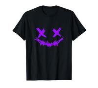 Purple Grunge Face Stitch Smile Purple Graphic T-Shirt