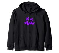 Purple Grunge Face Wavy Smile Purple Graphic Zip Hoodie