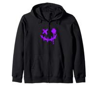 Purple Grunge Smile Blob Eye Purple Graphic Zip Hoodie