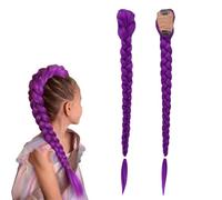 Purple H/air E/xtensions,Hair Extensions Clip In,Long Purple Braid Cosplay Hair Extensions, 26 Inch Synthetic Box Braiding Hair with Easy Claw Clip for Ponytail, Anime, Party Wig