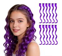 Purple Hair Extensions 12 Pcs Clip In | Extra Long Curly Synthetic Hair | Thick & Voluminous Fake Hair for Women & Teens | Easy to Clip In & Style for Party, Wedding, Cosplay