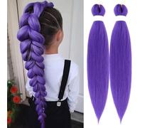 Purple Hair Extensions, 2 PCS Pur-ple Braiding Hair Pre-stretched Synthetic for Anime Cosplay, Halloween Costume Cosplay Stage Partiesies (2PCS-Purple)