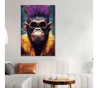 Purple Hair Gorilla Tempered Glass Wall Art