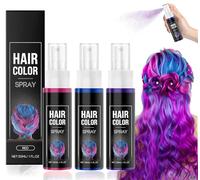 Purple Hair Spray Colour for Kids Women, Temporary Hair Color Spray, Washable Hair Dye Styling, One-Time Use Hair Color Wax, Non-sticky for Cosplay, Party, Christmas, DIY,Hair Makeup (Purple+Red+Blue)