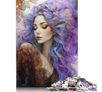 Purple Haired Goddess Jigsaw Puzzle, Wooden Puzzles 500 Piece Jigsaw Intellectual Toys, Challenging Adult And Teen Casual Jigsaw Puzzle 500pcs (52x38cm)
