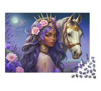Purple Haired Woman 1000 Piece Jigsaw Puzzle Paper Jigsaw Puzzle for Adults White Horse Relaxing Decoration 38x26cm/1000pcs