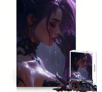 Purple Haired Woman in Rain Jigsaw Puzzles 1000 Pieces for Teenagers Recall Boost Serene Time Smooth Cut Elegant Gift (38x52cm)