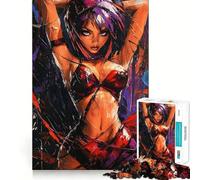 Purple-Haired Woman in Red Jigsaw Puzzles for Adults 1000 Piece Mind Puzzle Slow Enjoy Image Assembly Perfect Present (38x26cm)