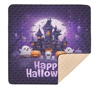 Purple Halloween Castle Scene Cute Foldable Baby Play Mat for Floor Cozy Breathable Padded Play Mat for Baby Kids Toddlers Infants, 50'' x 50''