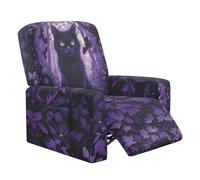 Purple Halloween Cat Recliner Covers that Stay in Place Sofa Cover for Recliner Chair with Storage Pockets Single Seat Sofa Couch Cover Furniture Protector for Offiece Slipcover for Pets